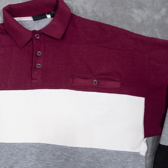 Vintage Winner Rugby Shirt Pullover Men Large Striped Red Long Sleeve Sweatshirt - Picture 2 of 8